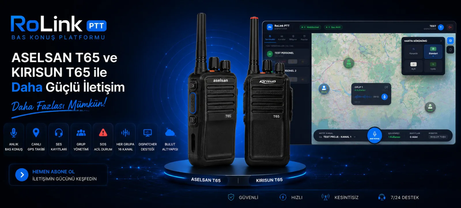 RoLink PTT Profesyonel Bas-Konuş ve Dispatcher Yönetim Sistemi